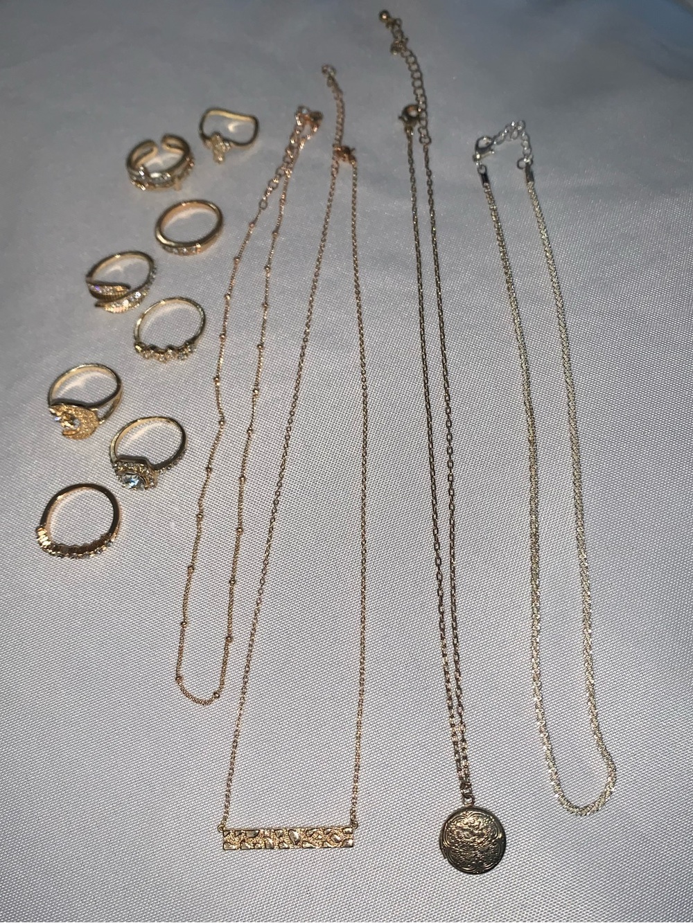 Gold and Silver Mixed Metal Necklace & Ring Set - Women Jewelry(with 2 freebies)